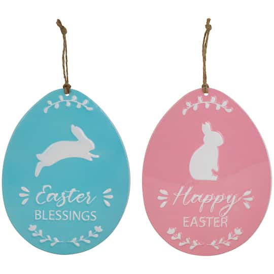 Blue & Pink Easter Egg Metal Wall Signs, 2ct. By Northlight | 10.25" x 8" | Michaels®